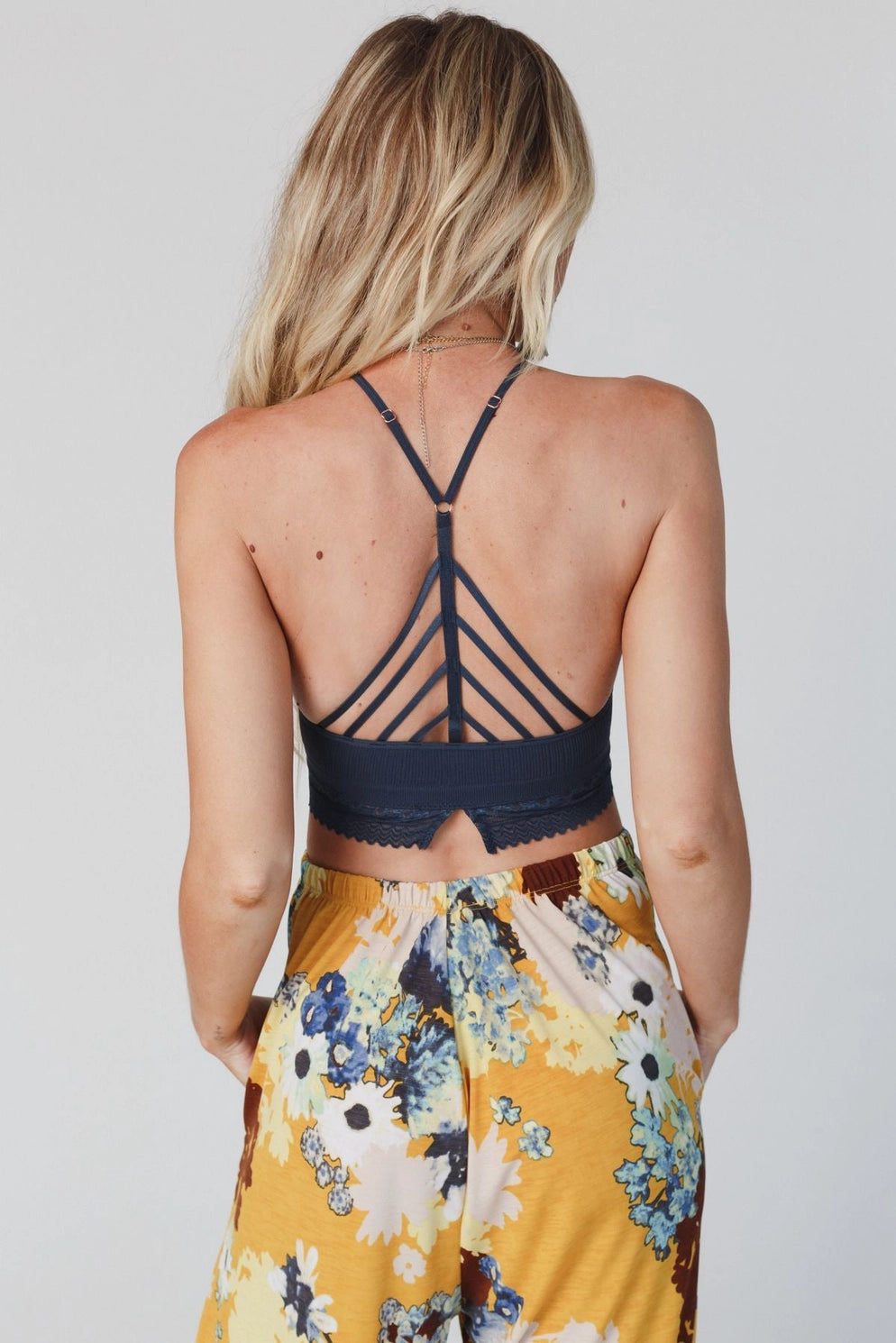 Blue/ gray lace bralette