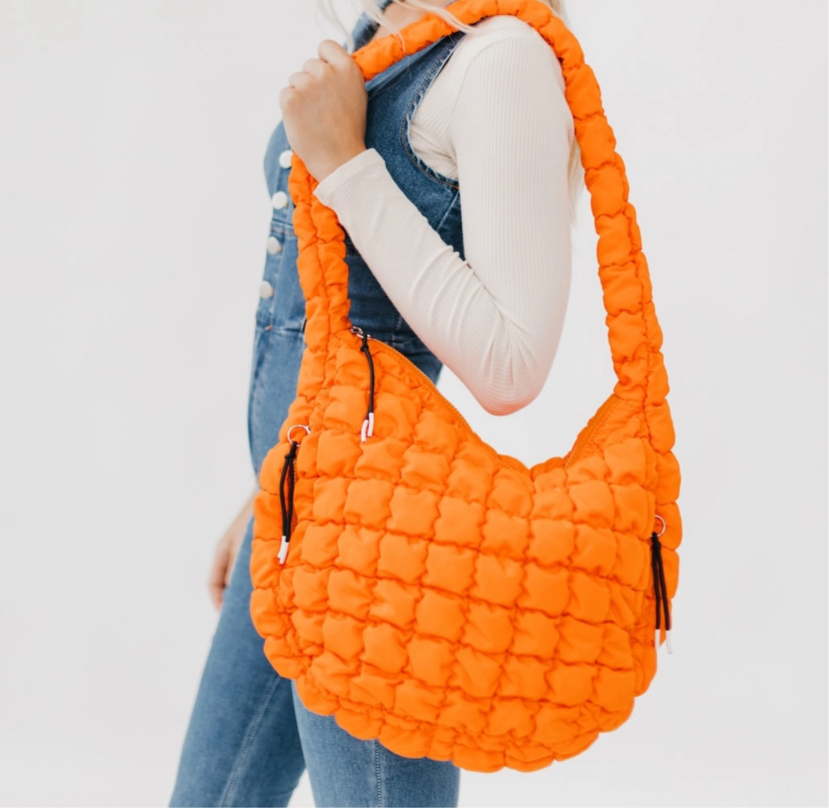 Quilted hobo tote - orange