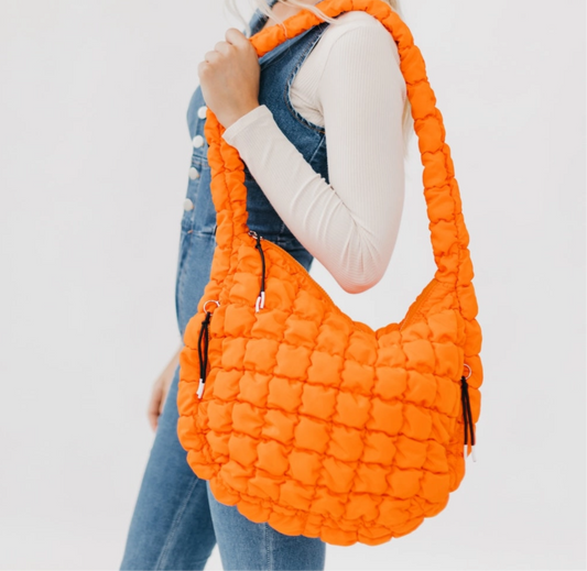 Quilted hobo tote - orange