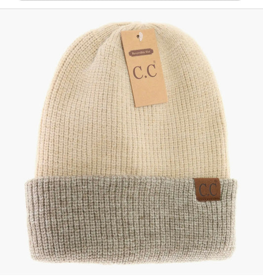 Unisex Reversible Two-Tone Slouchy C.C Beanie