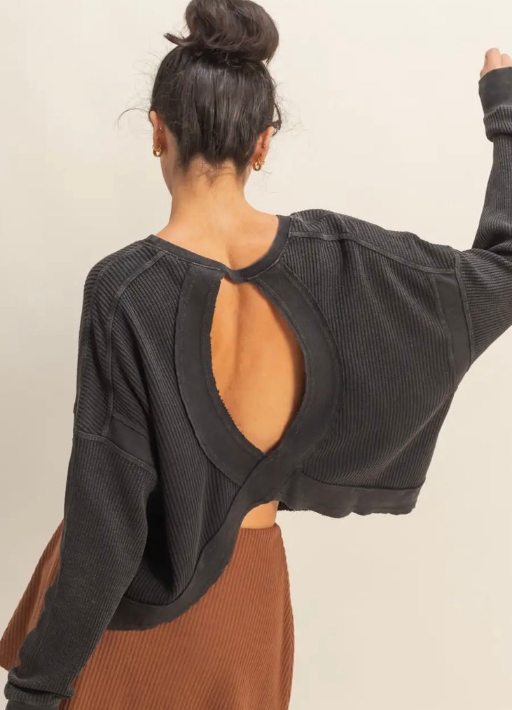 Open back knit long sleeve