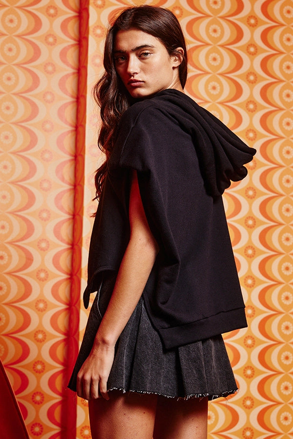 Short Dolman Sleeve French Terry Hoodie